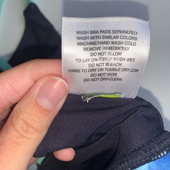 MPG Sport Navy Multicolor Sports Bra Turquoise Criss-Cross Straps Size Small - Picture 6 of 10